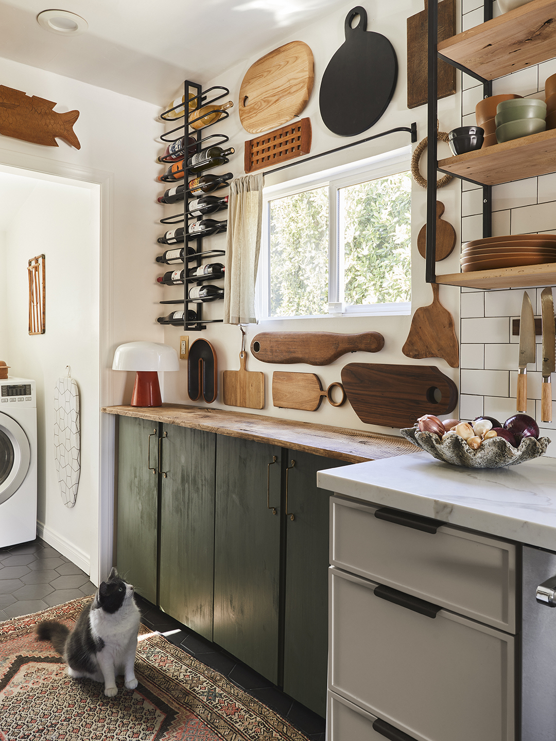 green lower cabinets