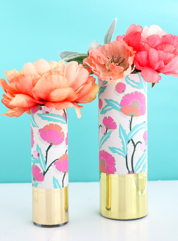 diy vases wrapped patterned