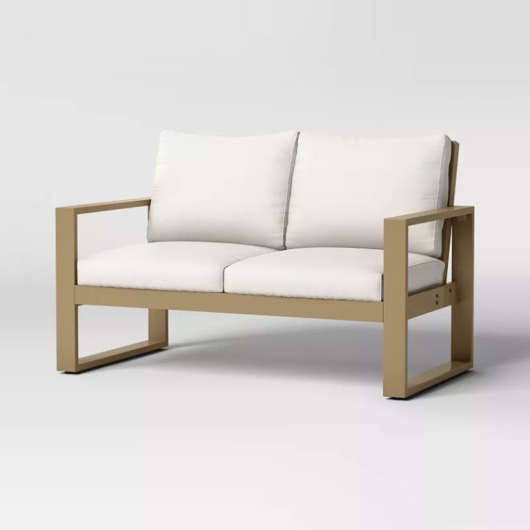  Esker Recycled Resin Outdoor Patio Loveseat Brown - Threshold