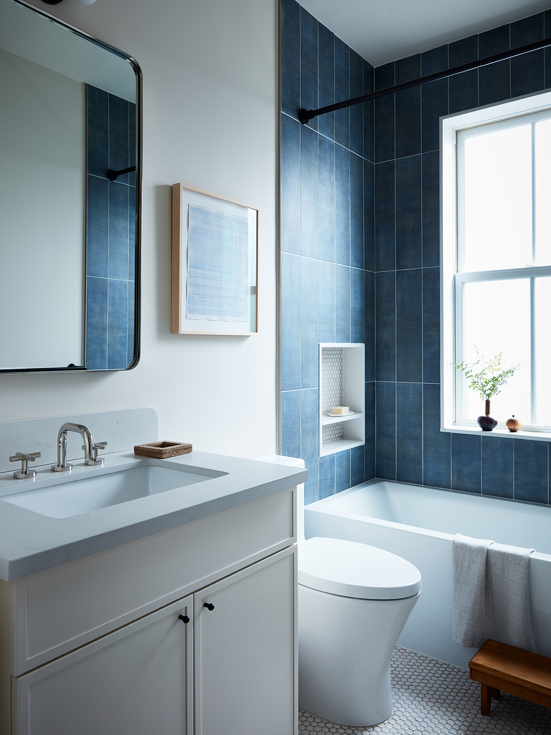 blue shower tile
